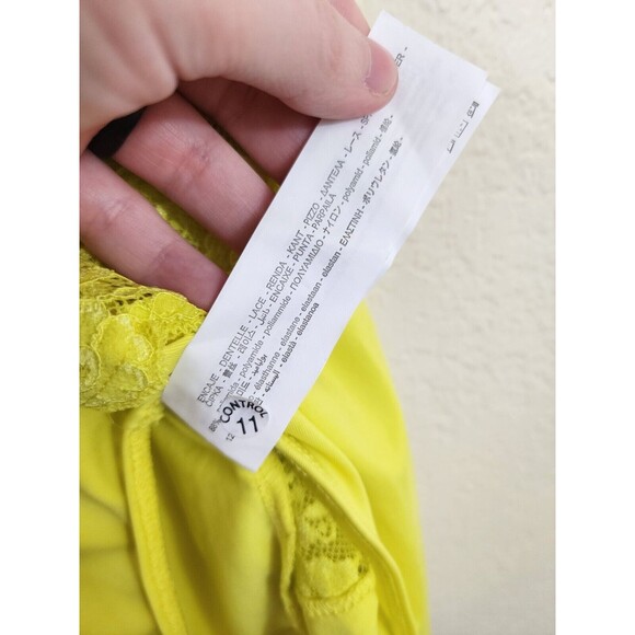 Nwt Zara Womens S Lace Trim Neon Yellow Bodysuit With Snap Closure - Picture 6 of 7